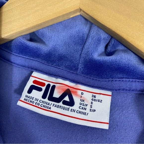 Fila Half Zip Velvet Hoodie Sweatshirt Blue Sz Small Athletic Active Athleisure - Picture 3 of 9